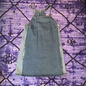 Multi color denim dress with pockets